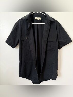 Emporio Armani Black Short-Sleeve Button-Down Shirt Size M
